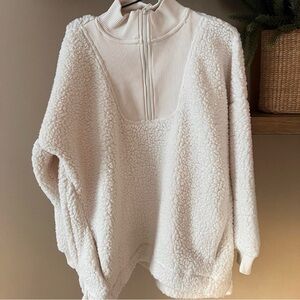 Aerie Cream Sherpa Cowl Sweater